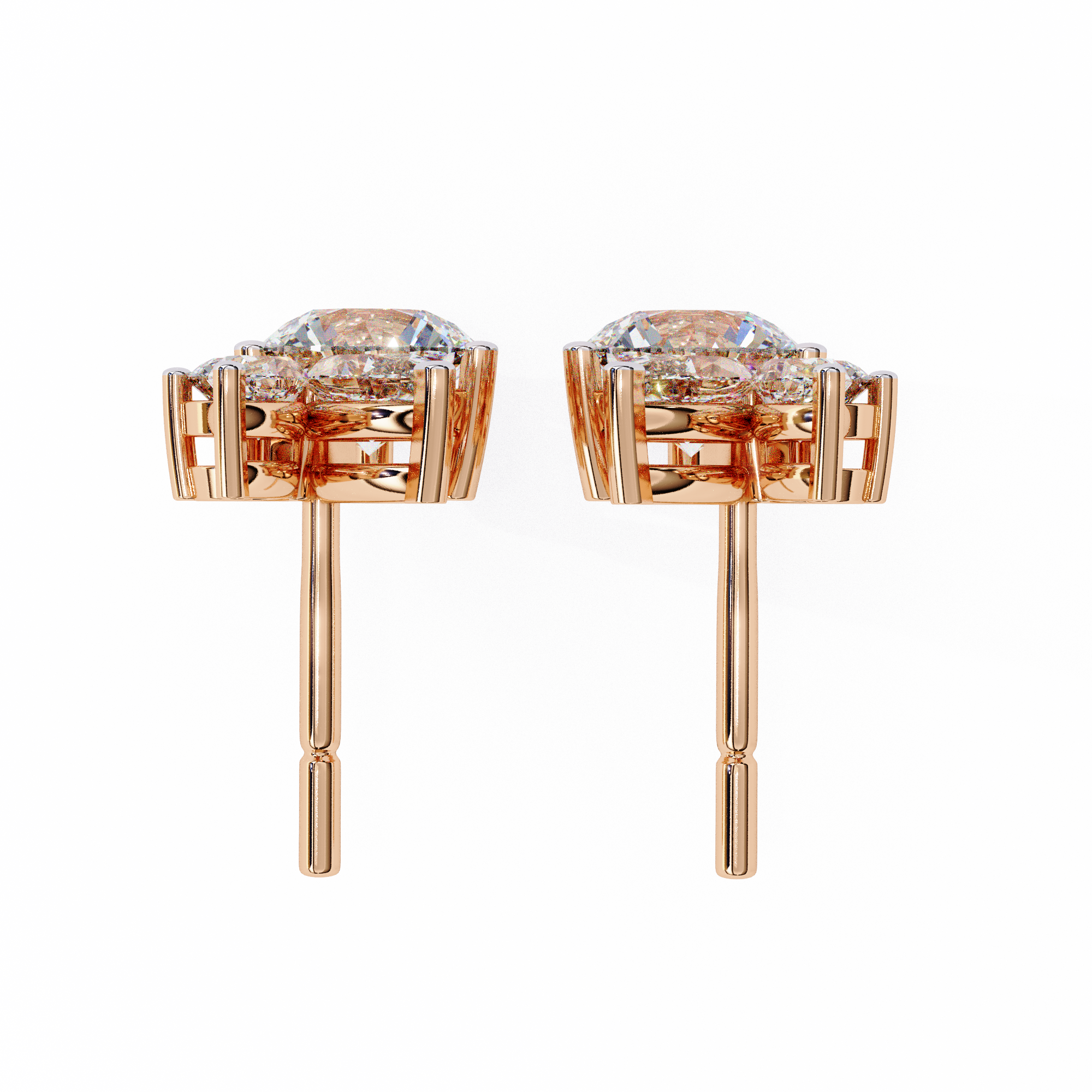 Solitairekart 1.43ct Round & Marquise Cut Natural Diamond Stud Earrings-HI Color, VS-SI Clarity